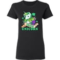 thumbnail image 3 of Inktastic St Patricks Day Irish Unicorn Illustration with Shamrocks Women's T-Shirt, 3 of 5