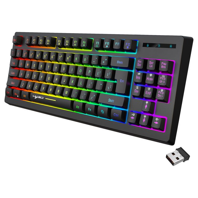 Miulika 87Keys 2.4G Wireless Mechanical Keyboard RGB Backlight for Game Office Black