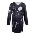 thumbnail image 4 of Fengqque Nursing Maternity Maternity Postpartum Comfort Dress Pajamas Casual Tie-Dye Long Sleeve Breast-Feeding Pregnant Nursing Hooded Dress, 4 of 9