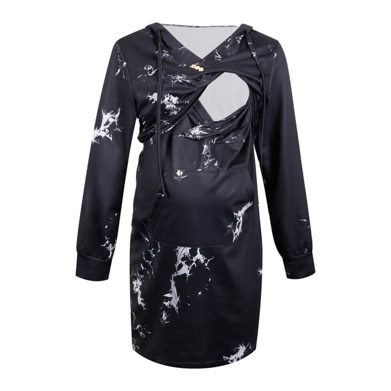postpartum black tie dress Amelia Labor & Postpartum Gown in Black Black / Slim Petite