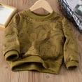 thumbnail image 2 of Odeerbi Toddler Boys Fleece Lined Sweatshirt Winter Thermal Crewneck Sweatshirts 2-12 Years Children's Cartoon Pattern Print Cotton Shirt Long Sleeve T-shirt Round Neck Top Green, 2 of 3