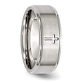 thumbnail image 5 of Chisel Stainless Steel Brushed and Polished Cross 8mm Ridged Edge Band SR109, 5 of 8