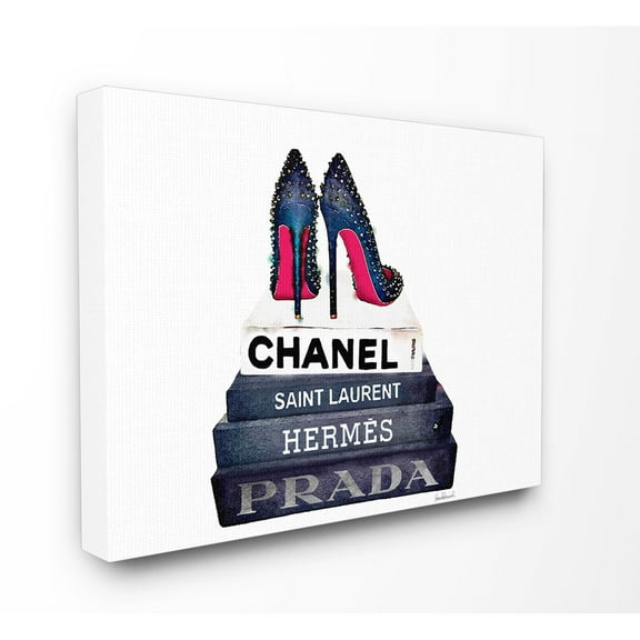 Stupell Indtries Fashion Book Set BW Stud Pump Heels Canvas Art