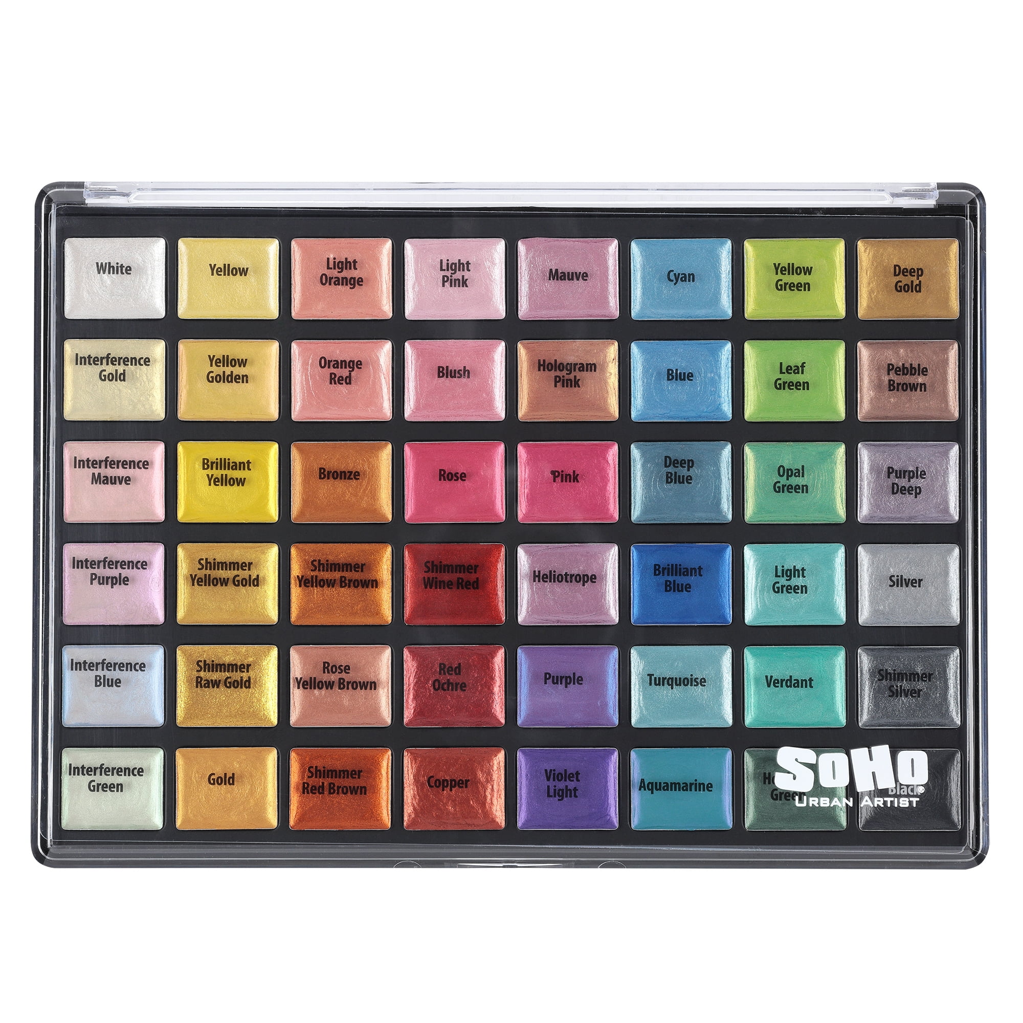 SoHo Urban Artist Metallic Watercolors Set – 48 Vibrant Metallic Half Pans in Travel Case – Professional Shimmer Watercolor Paint Set for Artists, Crafters & Mixed Media