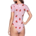 thumbnail image 4 of Fotbe Strawberry Floral Women's Crew Neck Short Sleeves Bodysuit Tops Round Neck Slim Sleeveless Soft Comfortable Basic-Large, 4 of 9