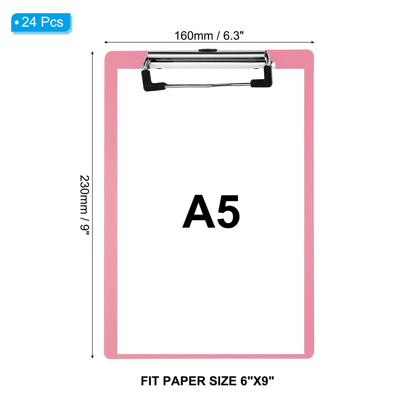 Uxcell 4" x 6" Plastic Clear Hanging Clipboard A5 Transparent Clipboard, Blue,12Pcs