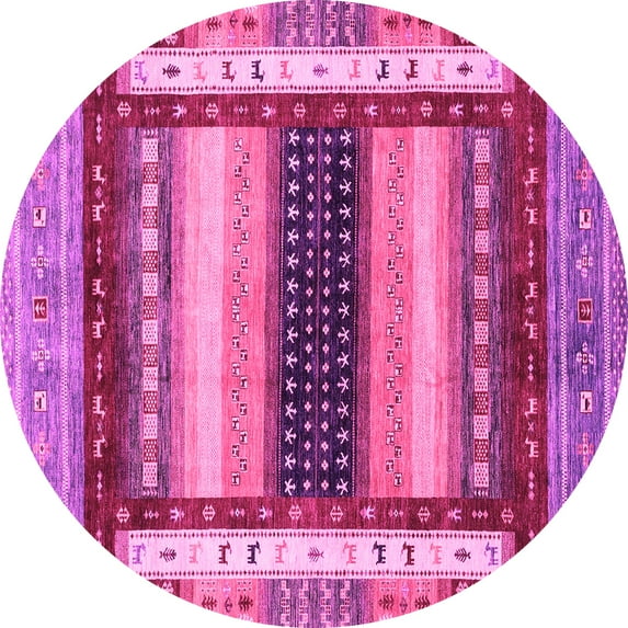 Ahgly Company Indoor Round Abstract Pink Modern Area Rugs, 7' Round