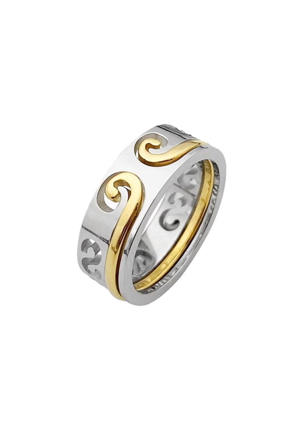 Men's Stainless Steel Sun Wukong Monkey King Golden Hoop Amulet Ring Wedding Band Gold Size 8