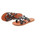 thumbnail image 2 of Ataiwee Women's Flat Slide Sandals - Casual Comfort Braided Multiple Cross Pinstripe Flat Summer Sandals., 2 of 7