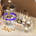 thumbnail image 3 of Organizador de Maquillaje Giratorio para Tocador, Organizador de 2 Niveles para Perfumes, Cosméticos y Cuidado de la Piel con Soporte Transparente para Brochas de Maquillaje., 3 of 5