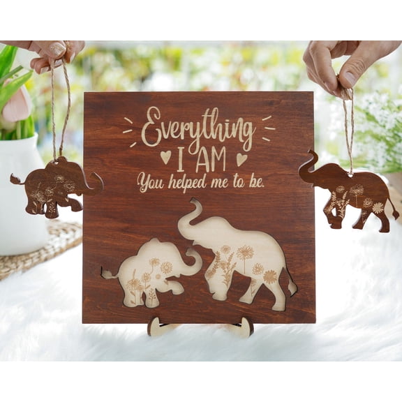 Personalized Elephant Family Sign, Mother's Day Gift for Mom, Custom Wood Decor, Grandma Gift, Family Name Wooden Sign