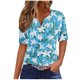 thumbnail image 5 of Tops Cortos para las Mujeres, Impreso Manga Corta V-Cuello Botón Arriba Blusa de Moda para el Hogar Y el Uso Diario, 5 of 7