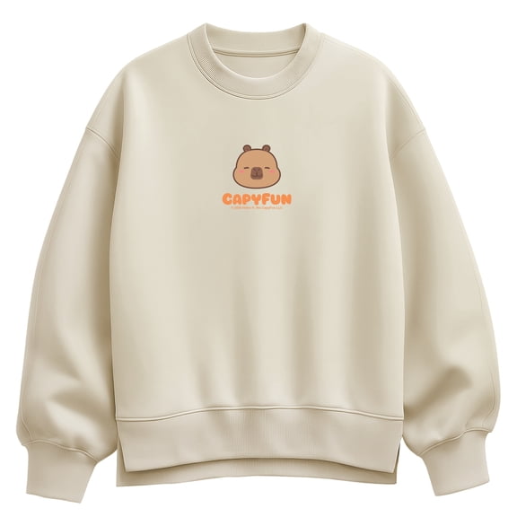 CapyFun - Capybara Logo - Women's Oversized Fleece Crew Sweatshirt