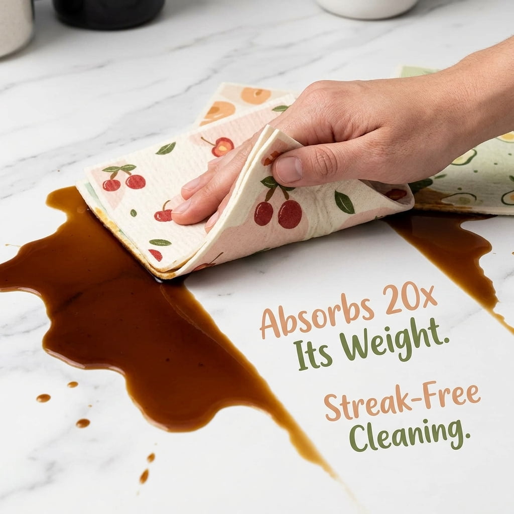Reusable Paper Towels and Swedish Dishcloths for Kitchen, 16 Pack Cellulose Sponge Cloths with 8 Clips, Odor Free Dish Rags