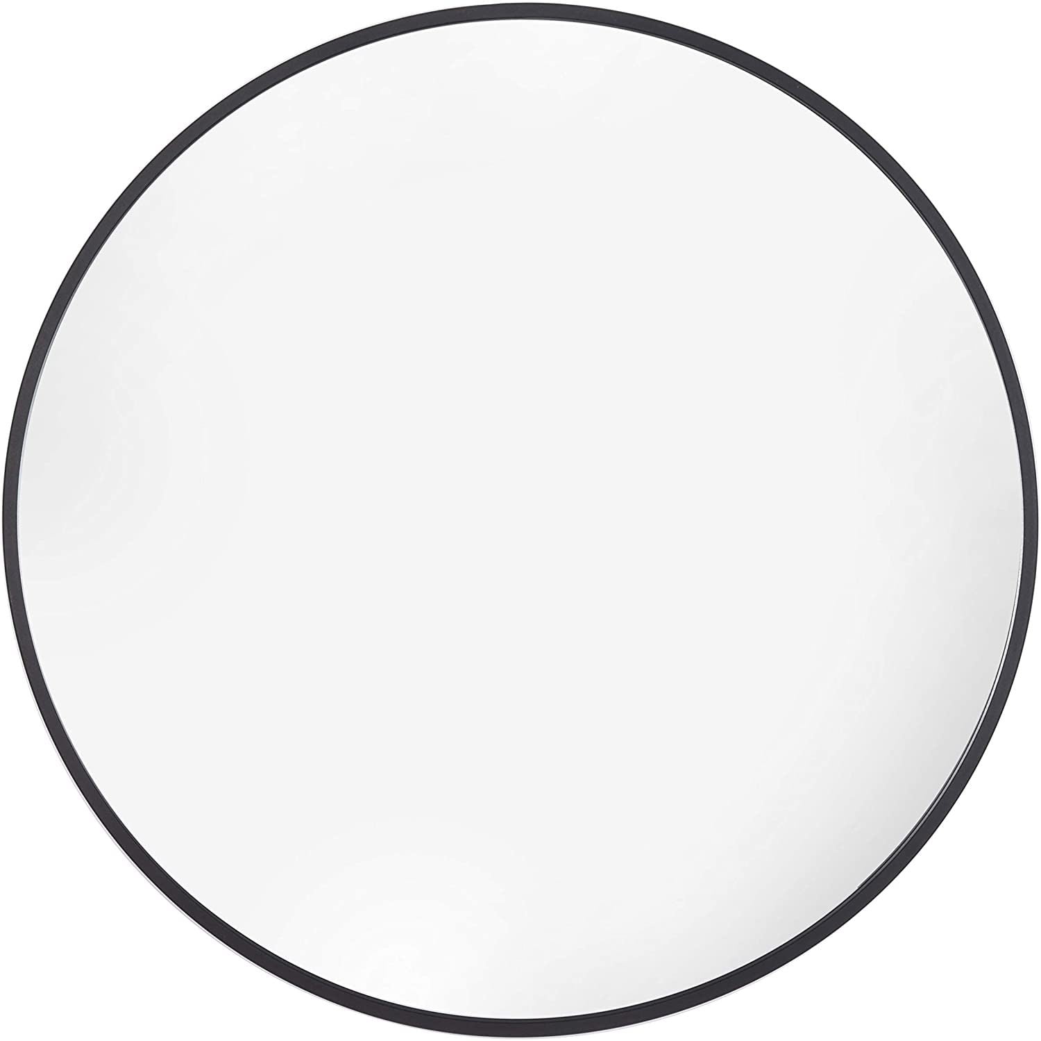 EEPHO Wall Round Mirror 24 Inch with Black Modern Aluminum Alloy Frame