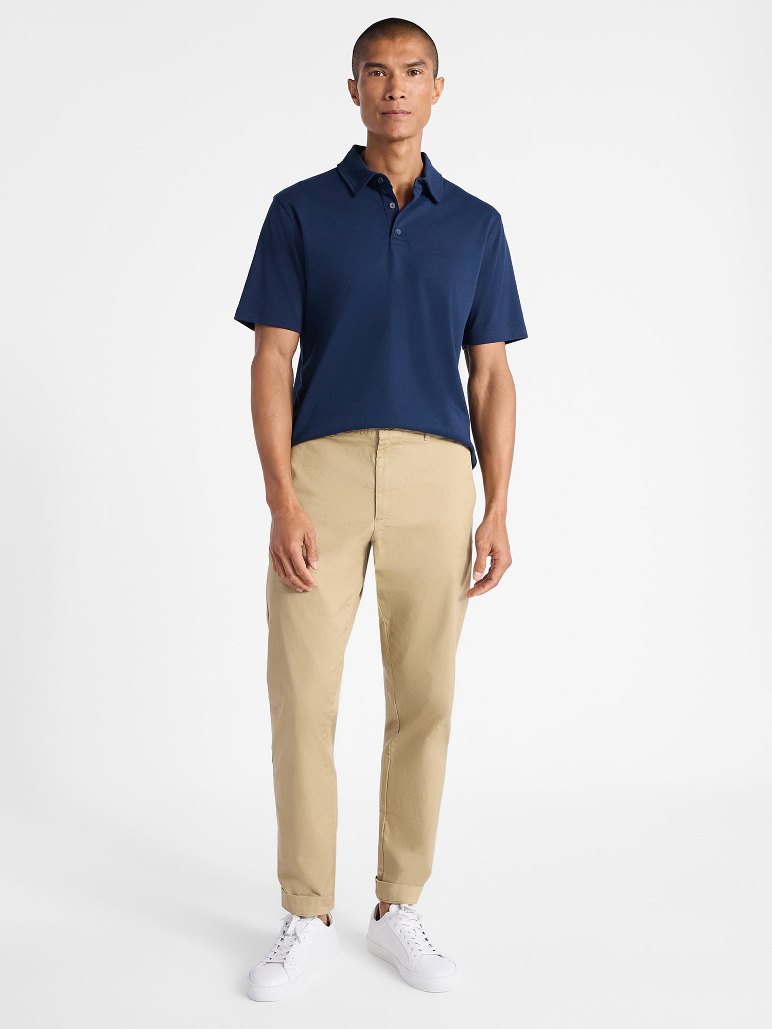 Free Assembly Mens Cotton Polo Shirt with Short Sleeves, Sizes XS-3XL