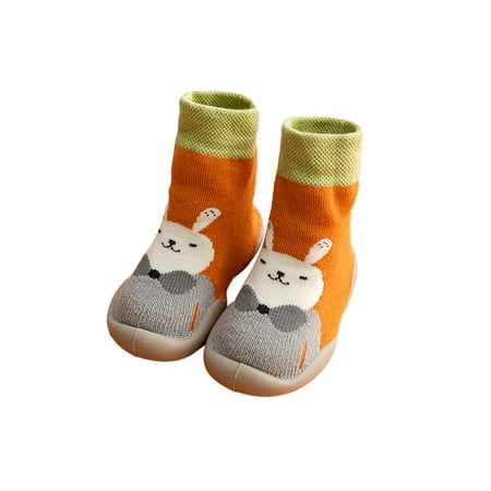 

SIMANLAN Infant Socks Boot Soft Sole Slipper Boots Cartoon Sock Slippers Floor Cute Crib Shoes Bedroom Prewalker First Walkers Shoe Orange 4.5C