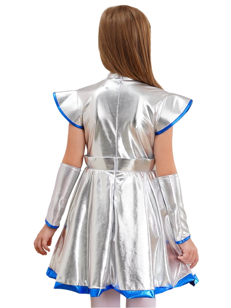 knee length dresses for ladies Melanie metallic party dress silver / Festival reflective dress