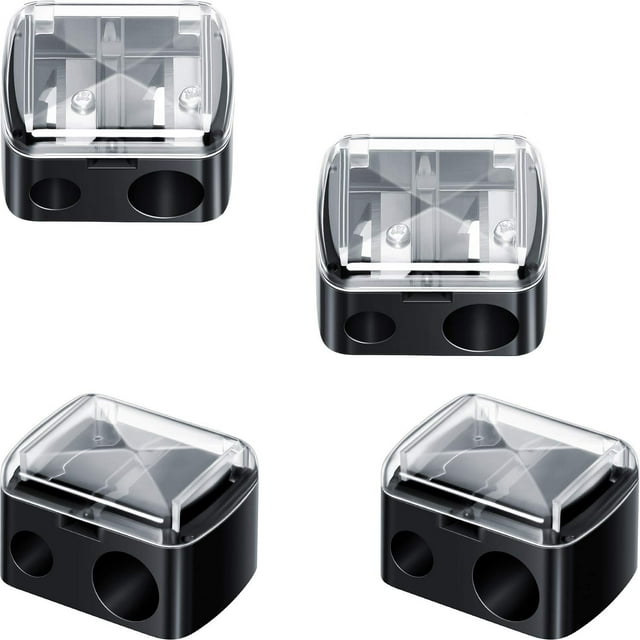 Dual-Pencil Sharpener, Convenient, Essential Tool, Sharpens, Easy To Clean, Travel-Friendly, Compact, Vegan & Cruelty-Free, Pack of 4