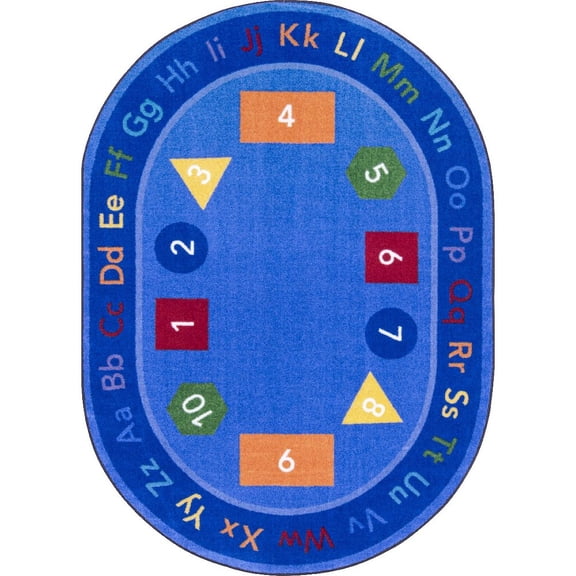 Joy Carpets Kid Essentials Fun-damentals 7'8" x 10'9" Oval Area Rug in Color Multi