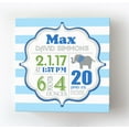 thumbnail image 1 of Personalized Canvas Birth Announcement Nursery Decor Gift, Safari Elephant Design, Custom Name, Date, Weight & Length, Unique Boys & Girls Baby Shower Wall Art Presents, Color Blue # 1, Size - 16x16, 1 of 5