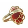 thumbnail image 4 of 14K solid yellow gold genuine natural red coral carved flower ring, 4 of 5