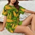 thumbnail image 4 of Honeii Fresh Corn 1 for Women's Summer Pajama Set featuring Soft Short Sleeve Shirt & Matching Bottoms with Convenient Pockets for Relaxed Home Wear-X-Large, 4 of 6