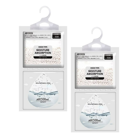 Moisture Absorbers Hanging Bags, Humidity Packs, Efficient Dehumidifier Bags for Kitchens, Bathrooms, Hanging Dehumidifiers for Closet（２Packs）