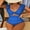 Blue, variant on Ruffled One Piece Swimsuit for Women High Cut Bathing Suits Backless Monokini Swimwear