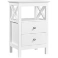 thumbnail image 2 of Yaheetech Farmhouse Bedside Table with 2 Drawer and 1 Shelf Storage, White, 2 of 6