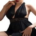 thumbnail image 3 of PENGXIANG Lingerie Robe Dos Nu Col en V Profond Babydoll en Maille Transparente Pyjama, 3 of 5