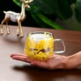 thumbnail image 3 of Shoreew 200ML Clear Glass Mug Double Wall Insulated Cup with Handle Aesthetic Dehydrated Flower Design Heat Preserving Tumbler for Coffee Tea, 3 of 6