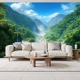 thumbnail image 2 of Wallpaper Waterfall Nature Waterfall Scenes Emerald Green River Karst Peel and Stick Wall Murals 69"H x 96"W Removable PVC Wall Paper Self-Adhesive Wall Paintings Art Decor for Bedroom Living Room, 2 of 7