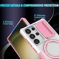 thumbnail image 4 of Phone Case for Samsung Galaxy S24 Ultra Case Magnetic with Stand Black Fits Wireless Charger, Samsung S24 Ultra Case with Camera Lens Protector Cover Shockproof (Pink White), 4 of 17