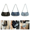 thumbnail image 2 of Trendy Jeans Satchel Handbag Lightweight Underarm Purse Daily Use Practical Shoulder Bag Multipurpose Evening Bags, 2 of 20