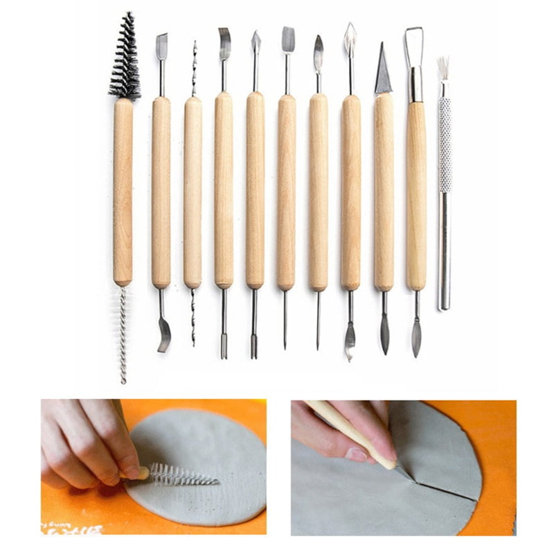 30pcs DIY Clay Pottery Tool Set Double Sided Ceramics Sculpting Carving Drill Pen Tools with Carrying Bag for Beginners Professionals