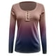thumbnail image 5 of Gibobby Blusas Termicas Dama Camiseta ajustada para mujer, camiseta de manga larga con agujeros a rayas y cuello en U, camiseta abotonada, blusa informal Sexy（Marrón， L), 5 of 5
