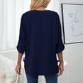 thumbnail image 4 of Blusa de manga larga, blusa de manga larga con escote en V y mangas largas de color puro, blusa con volantes para mujer, calidad superior, 4 of 6