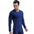 thumbnail image 2 of Men's Thermal Underwear Top Long Sleeve Slim Fit V-Neck Base Layer Shirt for Winter, Royal Blue, Size 4XL, 1ea, 2 of 6
