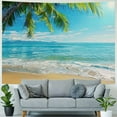 thumbnail image 4 of PRATYUS Summer Beach Theme Tapestry Wall Hanging  Palm Trees Ocean Sea Beach Wave Scenery Wall Art Tropical Nature Tapestry Holiday Home Decor for Bedroom Living Room, 4 of 6