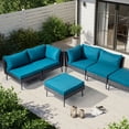 thumbnail image 2 of Ktaxon 6-Piece Outdoor Wicker Sectional Sofa Set, Modular Patio Conversation Furniture with Ottomans, 102x82x31.5 in, Black, 2 of 12