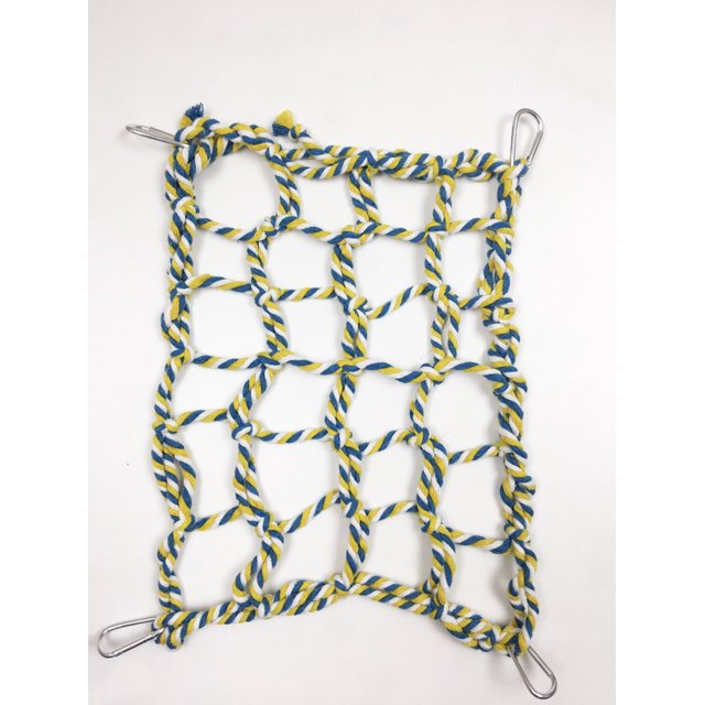 Pet Climbing Rope Net, Hamster Hammock Bird Toys Rope Ladder, Ferret Hammock Bird Climbing Rope Bridge Ferret Cotton Rope Net for Hamster Ferret Parakeet Play, 20*28cm, Yellow