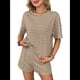 thumbnail image 2 of Conjunto de Pijama de 2 Piezas de Corta A Rayas de Verano, Color Caqui L, 2 of 8