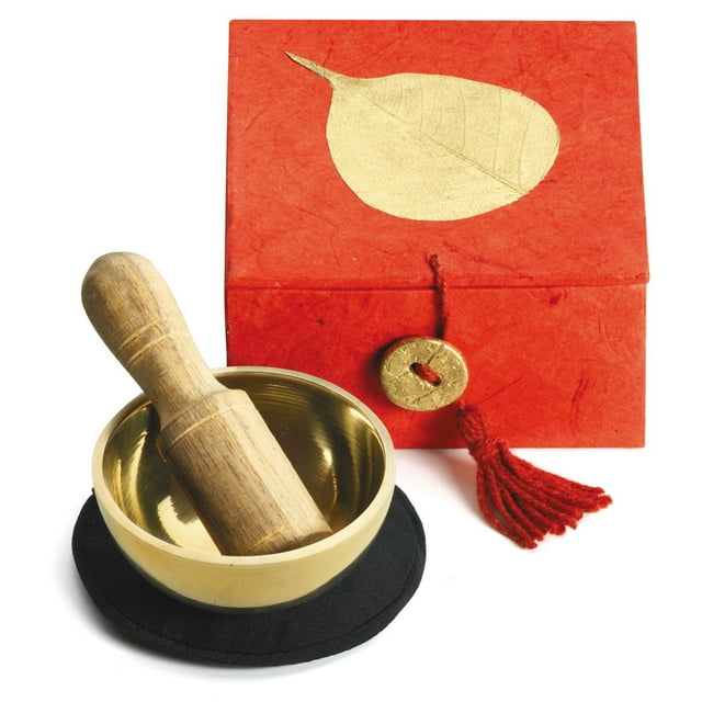 Mini Meditation Bowl Box 2 inches Gold Bodhi DZI
