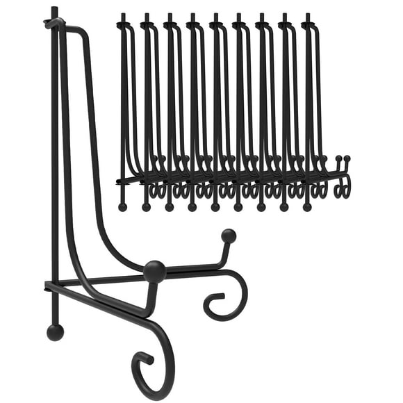 Iron Display Stand 10 Packs 10 Inches Plate Stand Picture Stand Photo Stand for Display Black Foldable Easel Stand Holder for Photo Frame Artwork Collection Decorative Plate Book Office