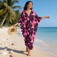 thumbnail image 3 of SEANATIVE Womens Plus Size Kaftan Dress Stylish Design Beach Cover Up Swimsuit Coverup Kaftan Maxi Dress for Vacation Casual Beach Pool Party Wear, Tropical Flower Pink Black, 3 of 7