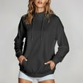thumbnail image 4 of Lightweight Hoodies for Women 2025 Long Sleeve High Neck Plain Hoodie with Pockets Hooded Sweatshirt Women Pullover, 4 of 8