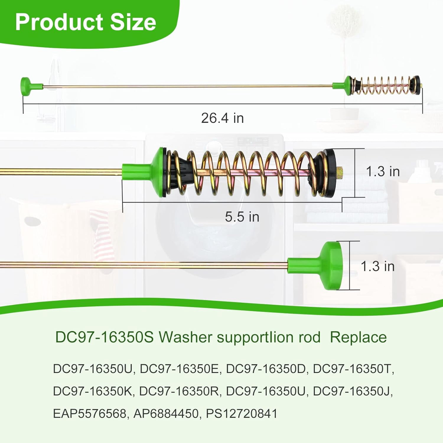 DC97-16350S Washer Suspension Rods Compatible with Samsung Washer WA50R5200AW, WA50R5400AV, WA44A3205AW (4 PCS)