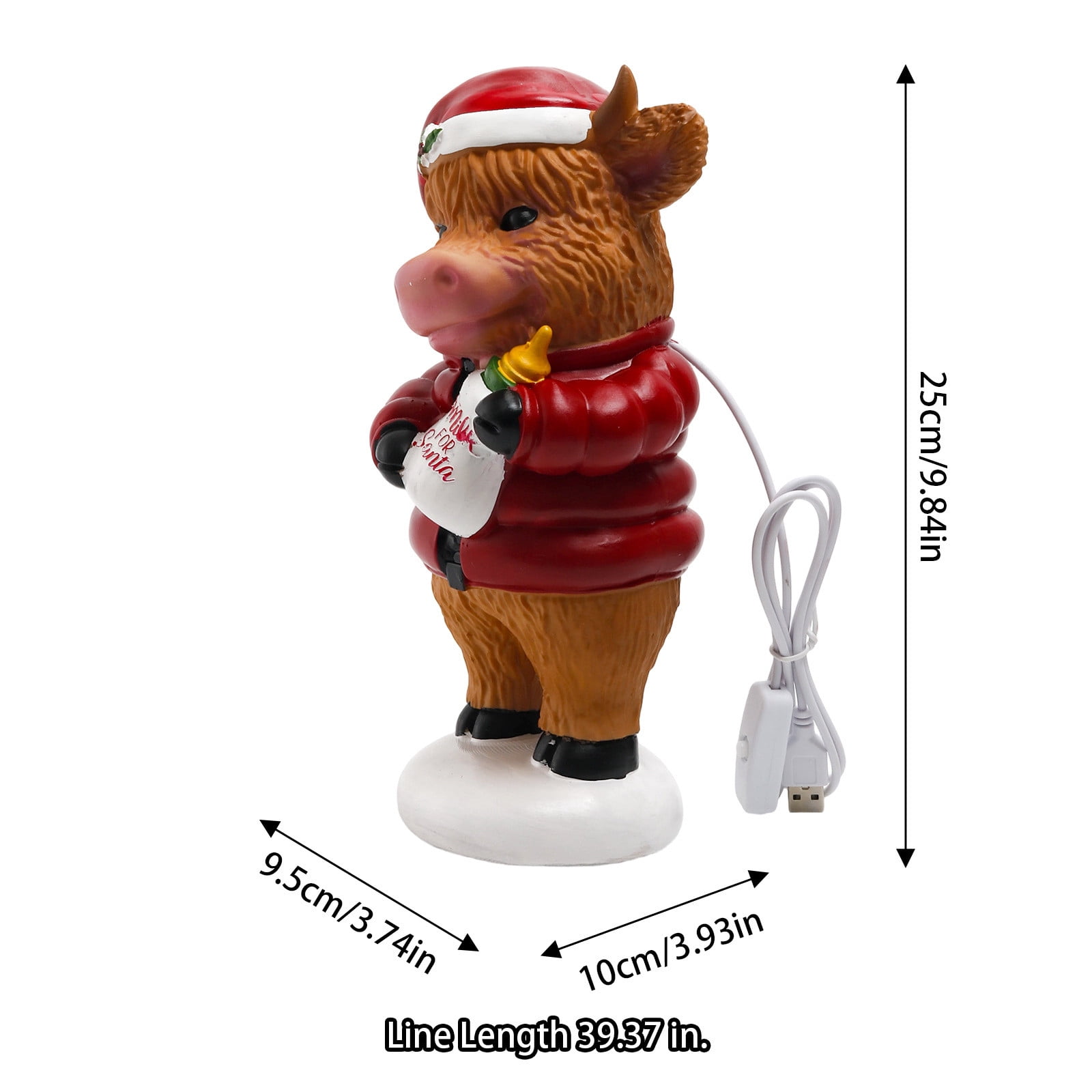 Glowing Highlands Cow Statue, Highlands Cow Resin Crafts Figurine, Desktop Ornament Unique Figurine Party Supplies Christmas Decoration for Indoor Dining Room Cabinet Decor