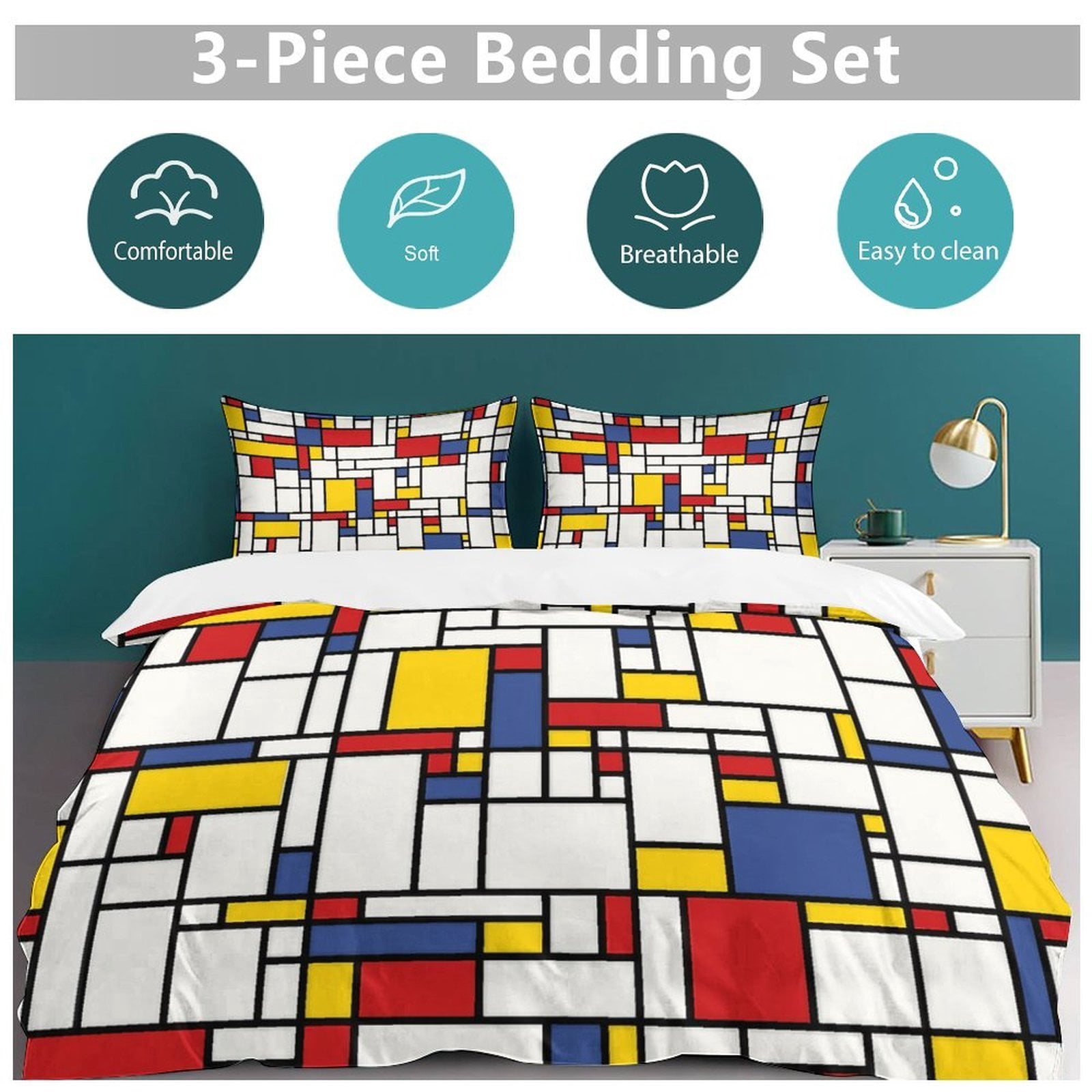 Abstract Geometric Color Set Duvet Cover Themed Multicolor Polyester Bedding Set Duvet Cover for Full Size